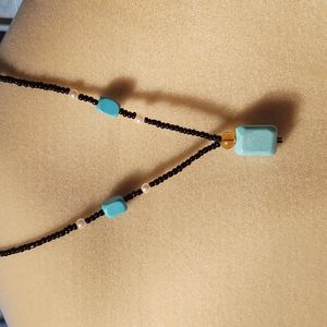 Necklace Magnesite pendant faux pearl beads and glass bead nec…